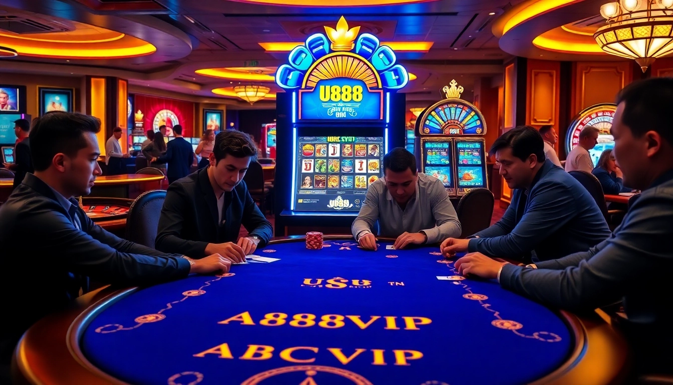 Experience the thrill of U888 ABCVIP at an upscale poker table with engaging players.